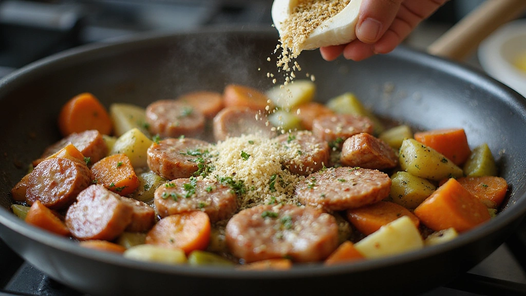 Simple Ground Sausage Meals - Perfect for Busy Nights - Step 5: Add Garlic and Seasonings