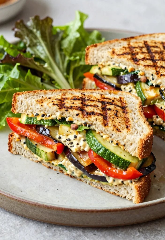 16 Gut-Healthy Lunch Ideas That Are Easy on Digestion - 10. Grilled Vegetable and Hummus Sandwich 1