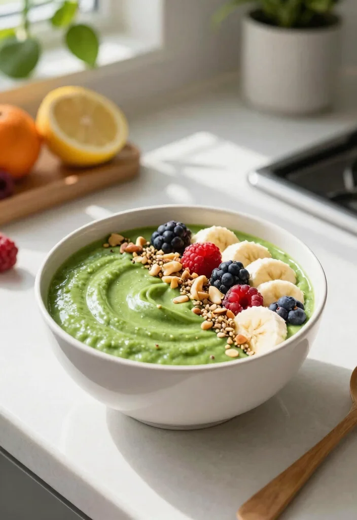 16 Gut-Healthy Lunch Ideas That Are Easy on Digestion - 15. Green Smoothie Bowl 1