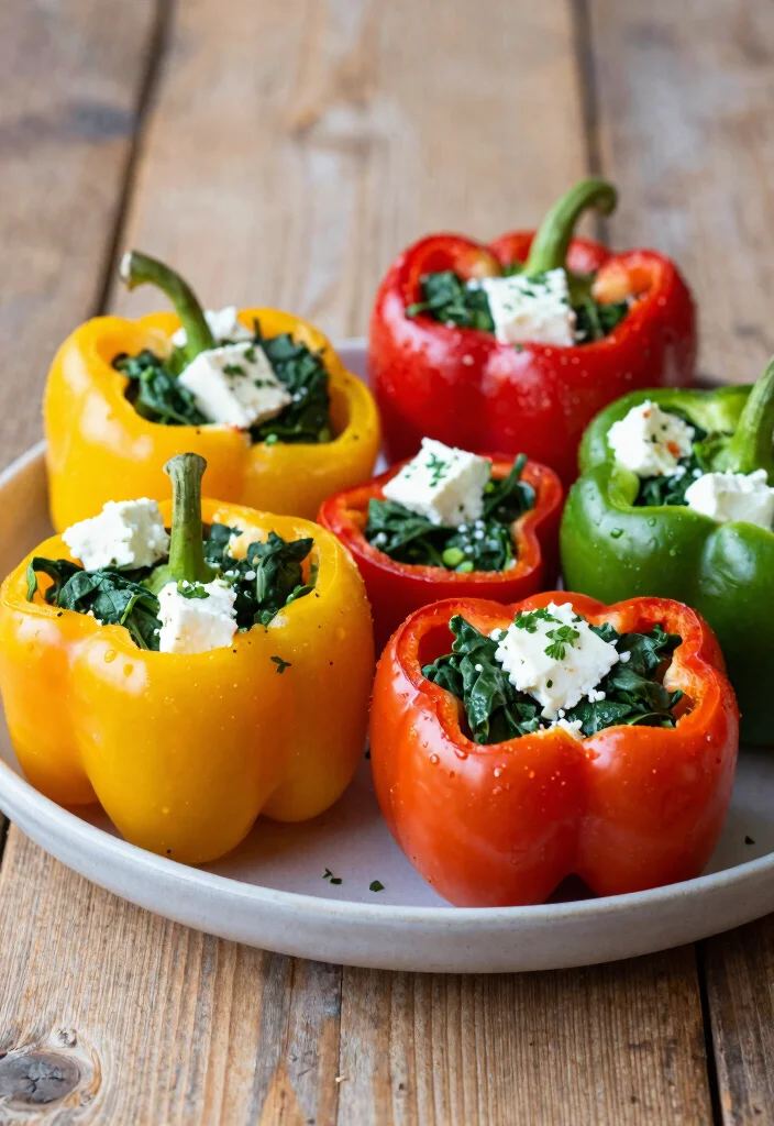 16 Gut-Healthy Lunch Ideas That Are Easy on Digestion - 8. Spinach and Feta Stuffed Peppers 1