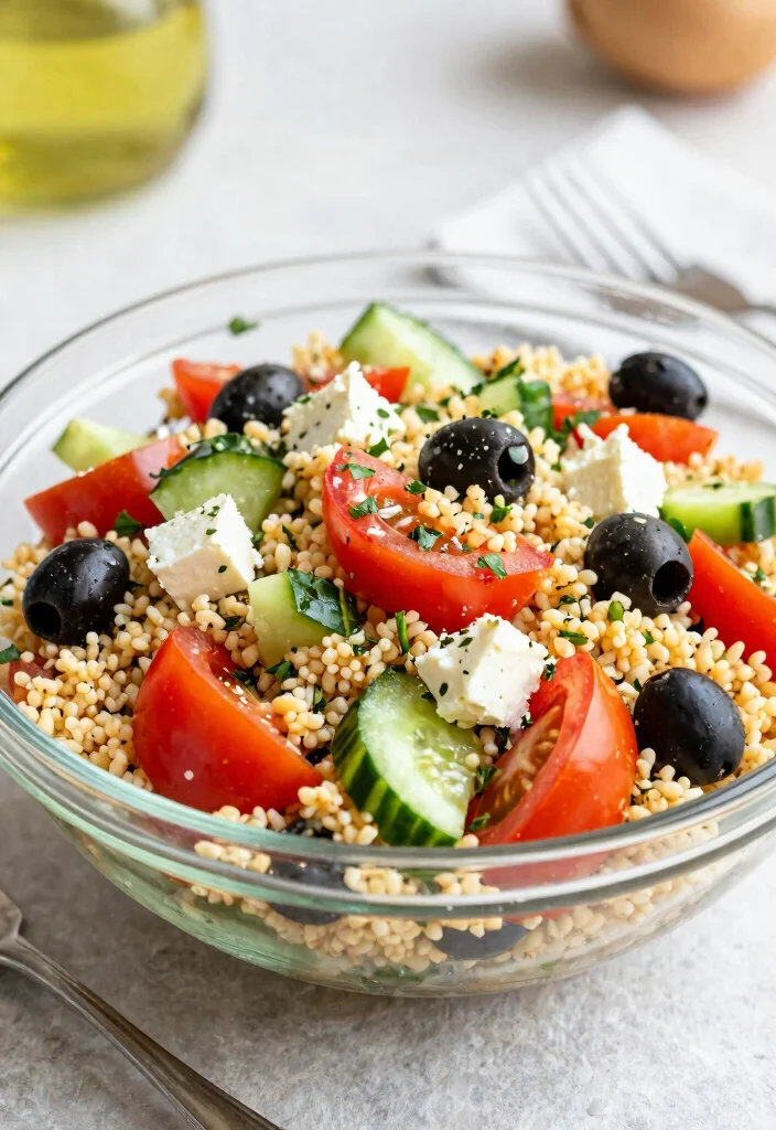 16 Gut-Healthy Lunch Ideas That Are Easy on Digestion - 9. Mediterranean Couscous Salad 1