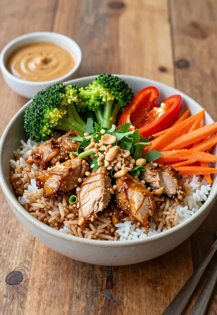 16 Healthy On-the-Go Lunch Ideas for Busy Days - 4. Thai Peanut Chicken Rice Bowl 1