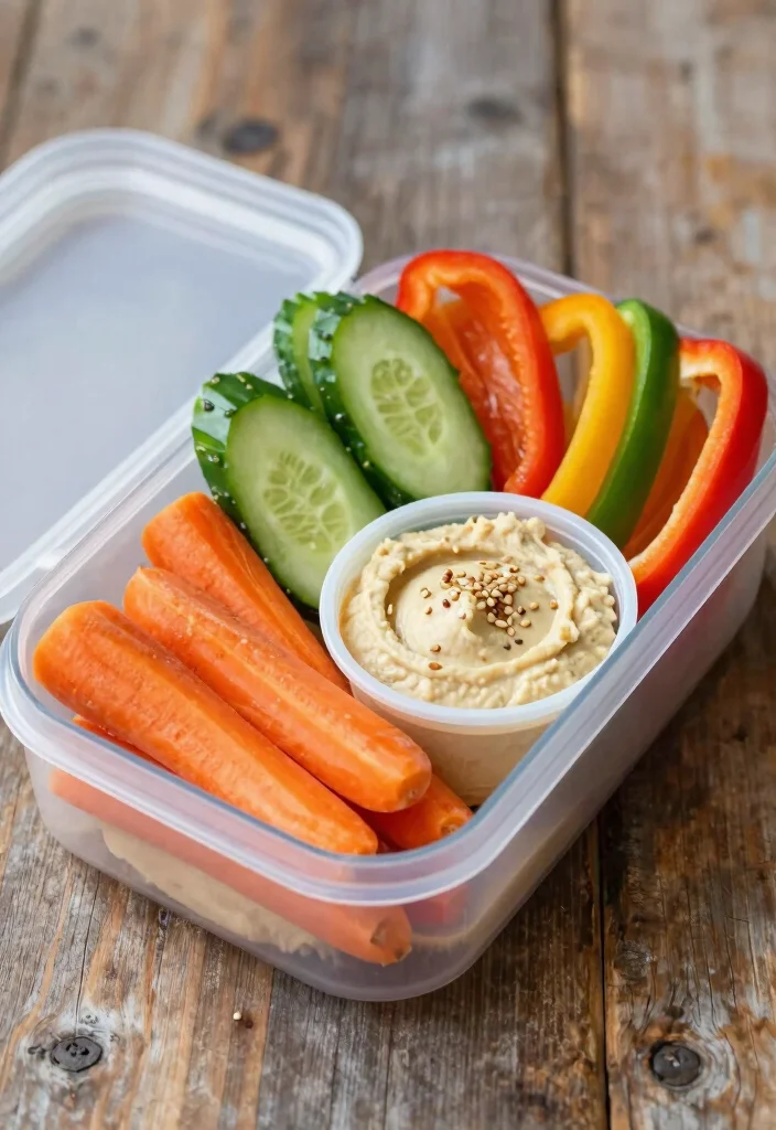 16 Healthy On-the-Go Lunch Ideas for Busy Days - 9. Hummus & Veggie Pack 1