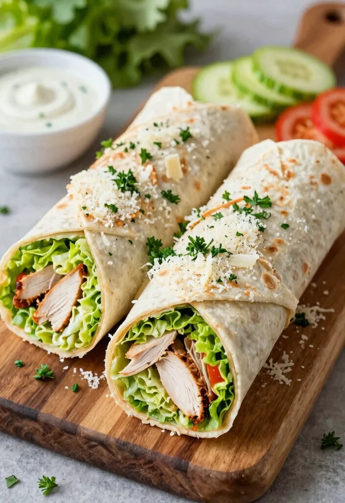 16 Lunch Ideas for Entertaining Friends That Feel Effortless - 7. Chicken Caesar Wraps 1