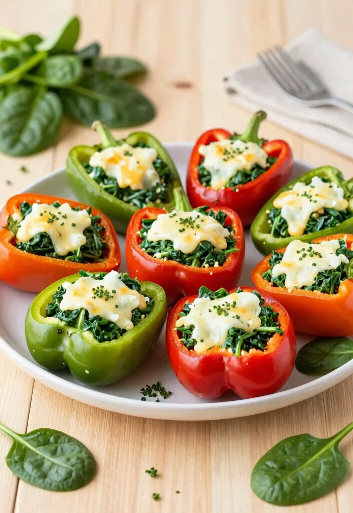 17 Dinner Recipes You Can Make in Just 10 Minutes - 11. Spinach and Cheese Stuffed Peppers 1