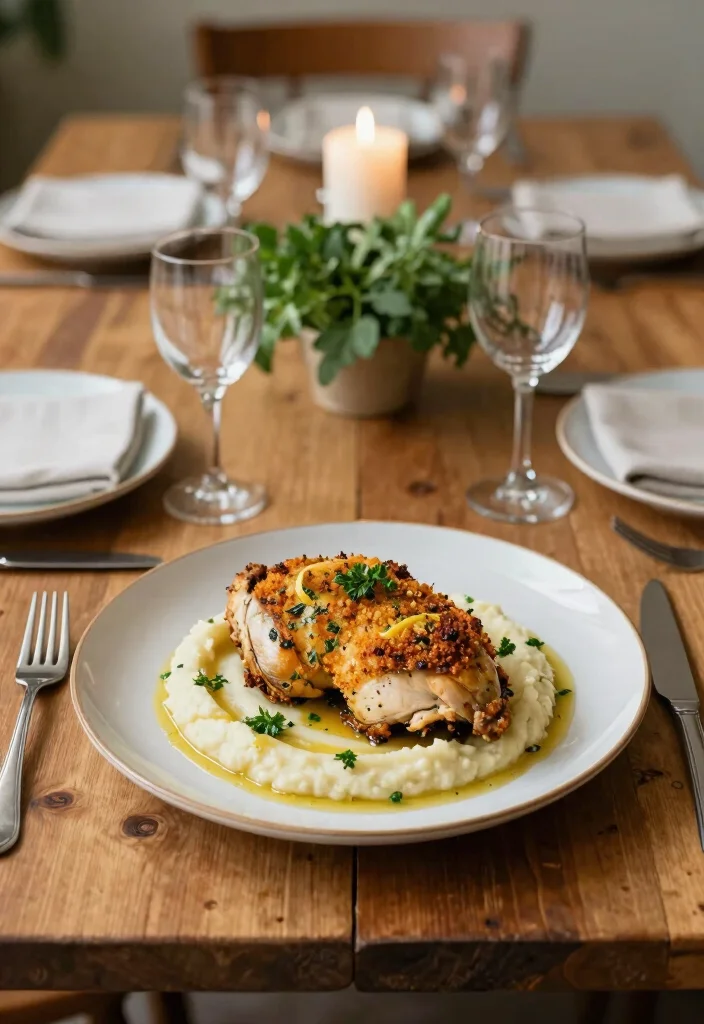 17 Gourmet Chicken Dinner Recipes That Feel Restaurant-Worthy - 1. Herb-Crusted Chicken with Garlic Mash 1