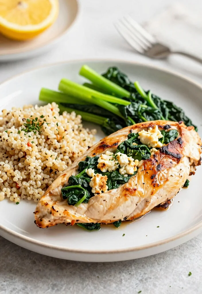 17 Healthy Hot Lunch Ideas for Work Without a Microwave - 15. Spinach and Feta Stuffed Chicken Breast 1
