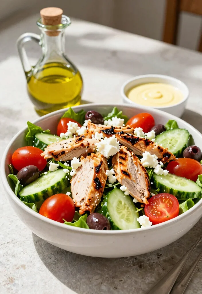 17 Healthy Low-Carb Lunch Ideas That Taste Amazing - 3. Greek Salad with Grilled Chicken 1