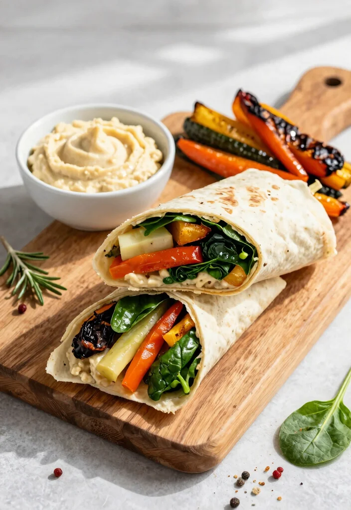 17 No-Cheese Dinner Recipes That Still Taste Amazing - 4. Roasted Vegetable and Hummus Wraps 1