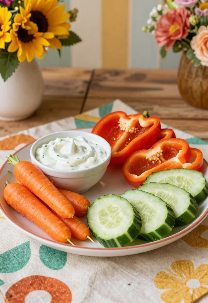 17 Retro 70s Dinner Party Recipes for a Throwback Night - 3. Vegetable Crudités with Ranch Dip 1