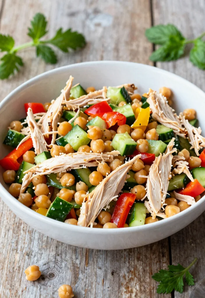 18 Chicken Salad Lunch Ideas That Are Fresh and Flavorful - 17. Chicken Salad with Chickpeas 1