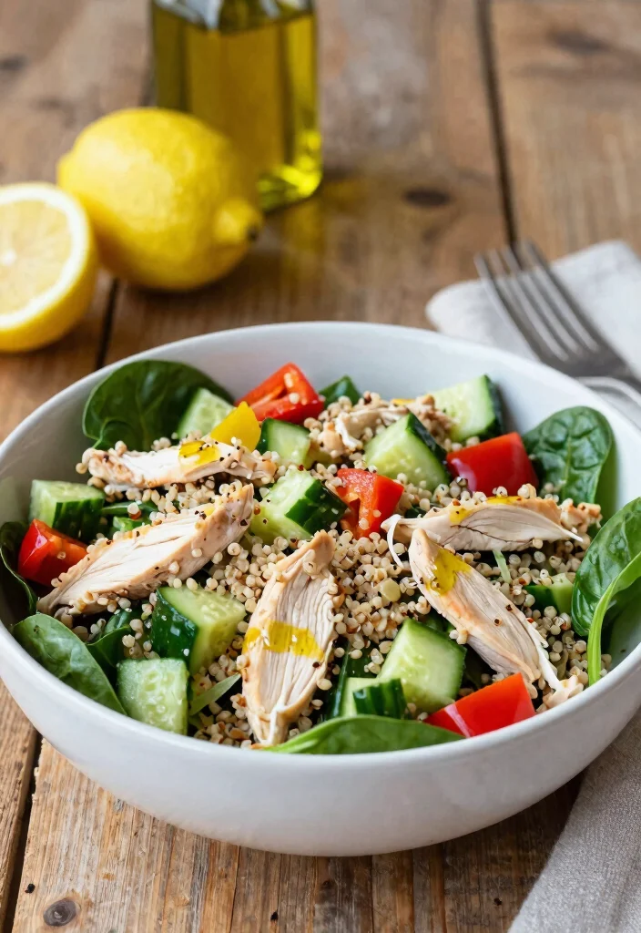 18 Chicken Salad Lunch Ideas That Are Fresh and Flavorful - 9. Chicken Salad with Quinoa and Spinach 1