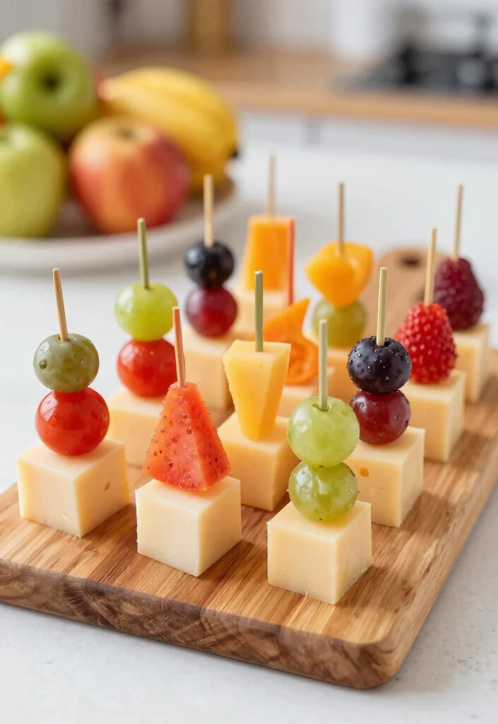 18 Cold Lunch Ideas for Kids That Don't Need Reheating - 7. Cheese and Fruit Skewers 1