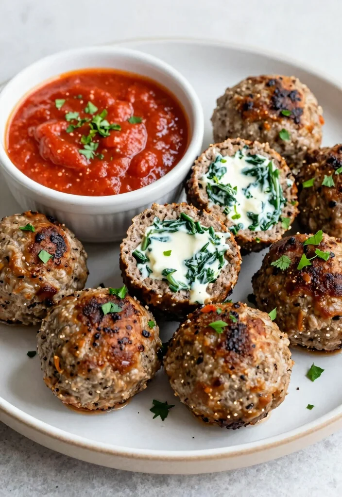 18 Cream Cheese Dinner Recipes That Are Rich and Comforting - 16. Cream Cheese and Spinach Stuffed Meatballs 1