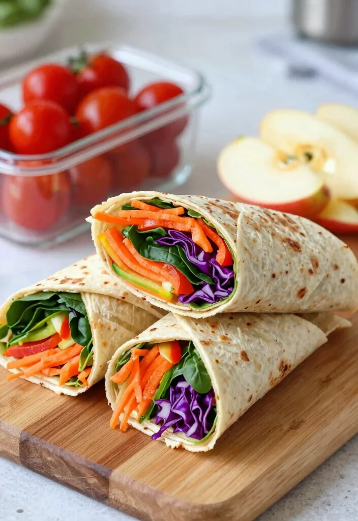 18 Easy Healthy Lunch Ideas for School That Parents Love - 1. Rainbow Veggie Wraps 1