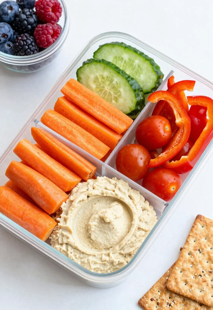 18 Easy Healthy Lunch Ideas for School That Parents Love - 13. Veggie and Hummus Bento Box 1