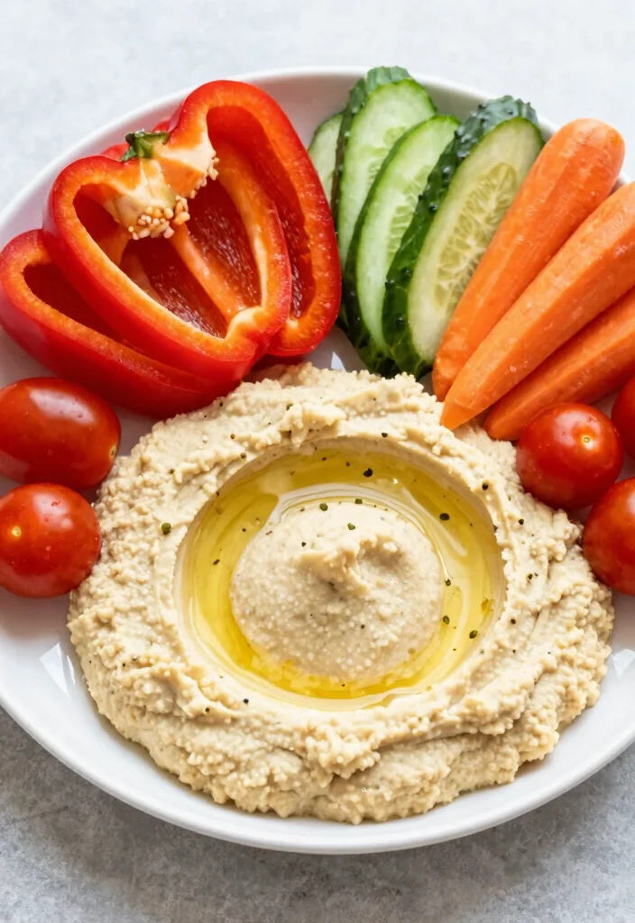 18 Easy High-Protein Lunch Ideas to Keep You Full Longer - 12. Hummus and Veggie Plate 1