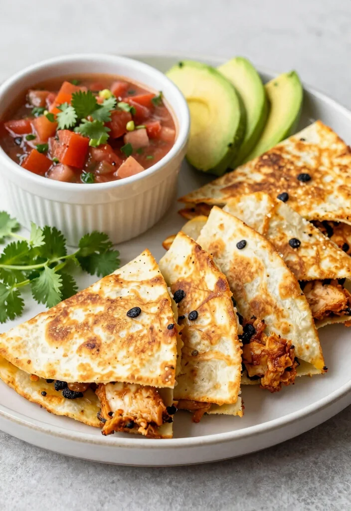 18 Healthy Chicken Lunch Ideas That Are Simple and Satisfying - 16. Chicken and Black Bean Quesadillas 1