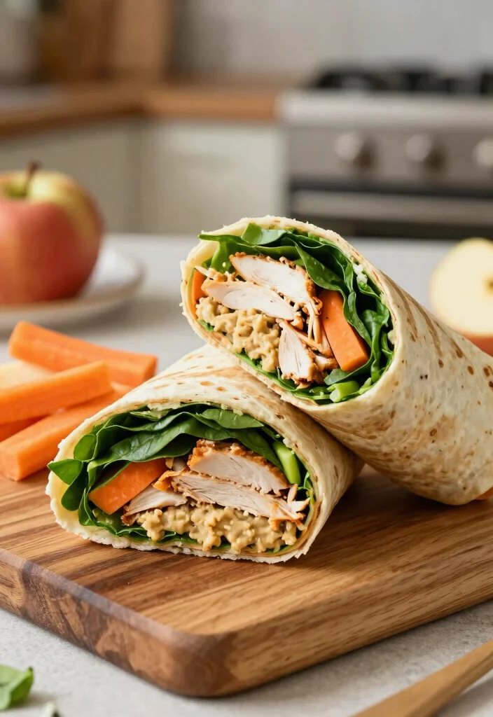 18 Healthy Chicken Lunch Ideas That Are Simple and Satisfying - 2. Chicken Wrap with Spinach and Hummus 1