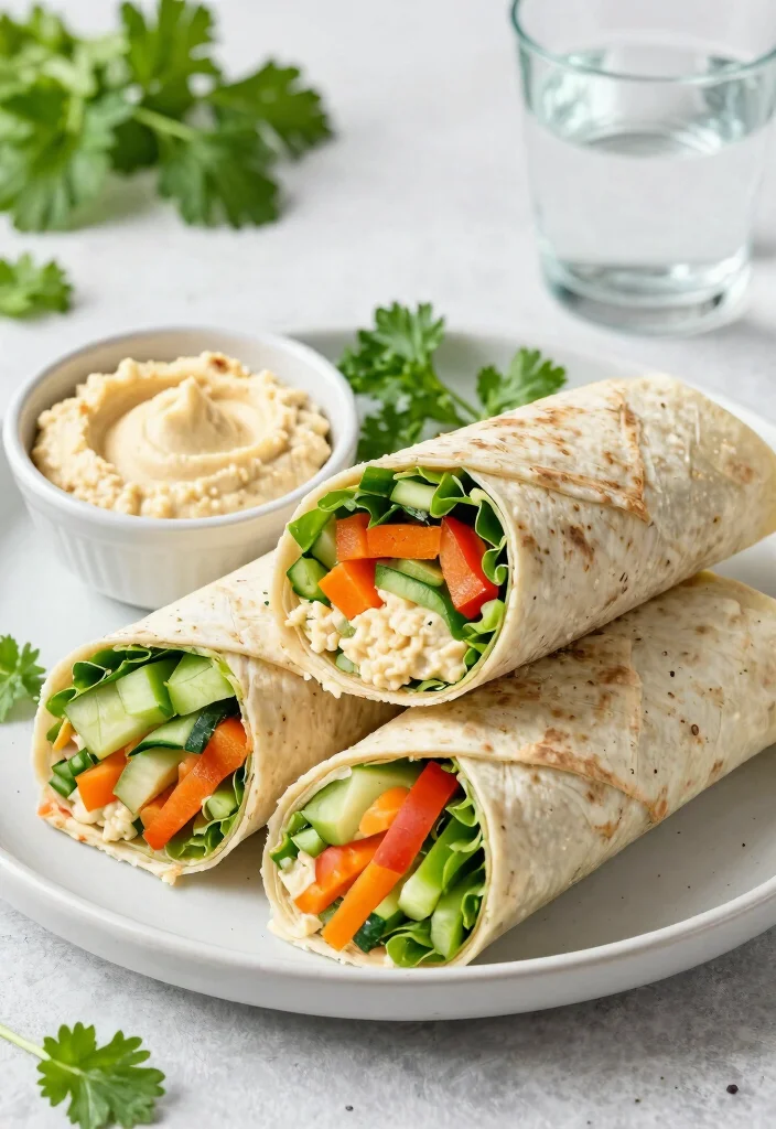 18 Healthy Dinner Recipes Safe for Pregnancy - 10. Veggie and Hummus Wraps 1