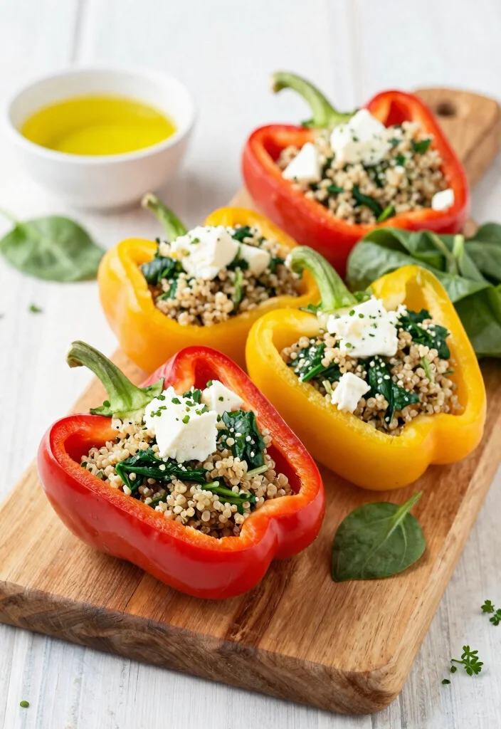 18 Healthy Dinner Recipes Safe for Pregnancy - 5. Spinach and Feta Stuffed Peppers 1