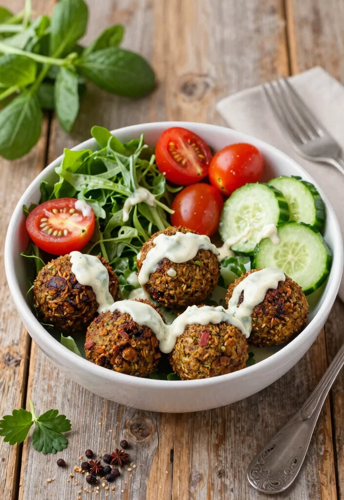 18 Healthy Lunch Prep Ideas for Work (No Stress, No Fuss) - 15. Falafel Bowls with Tahini Sauce 1