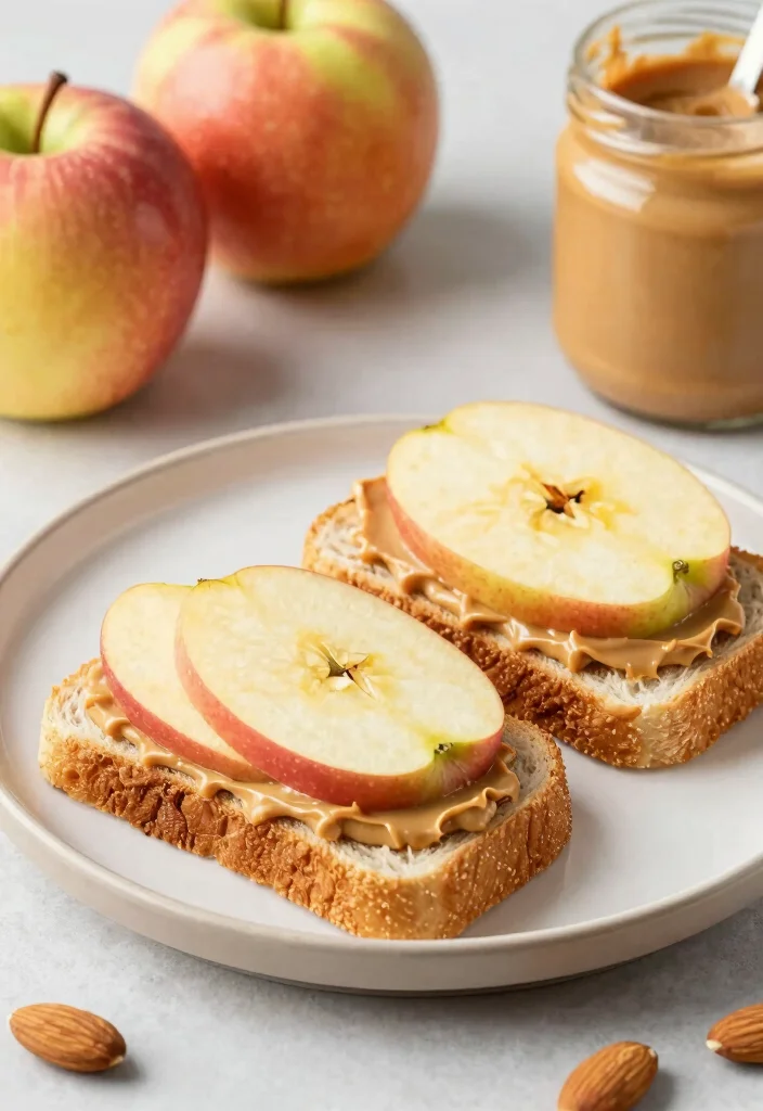 18 Healthy Lunch Prep Ideas for Work (No Stress, No Fuss) - 16. Apple and Almond Butter Sandwiches 1