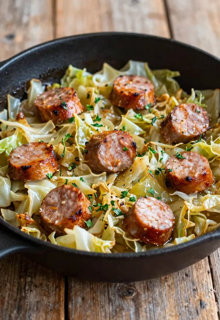 18 Light Dinner Recipes Under 300 Calories - 12. Cabbage and Sausage Skillet 1
