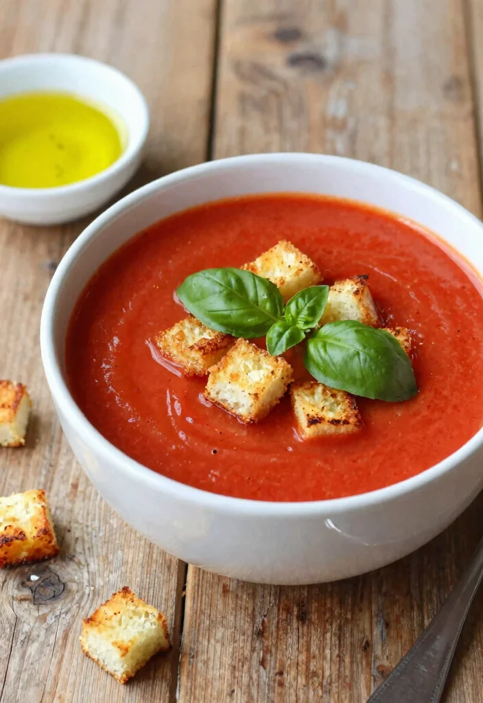18 Light Dinner Recipes Under 300 Calories - 15. Tomato Basil Soup with Grilled Cheese Croutons 1
