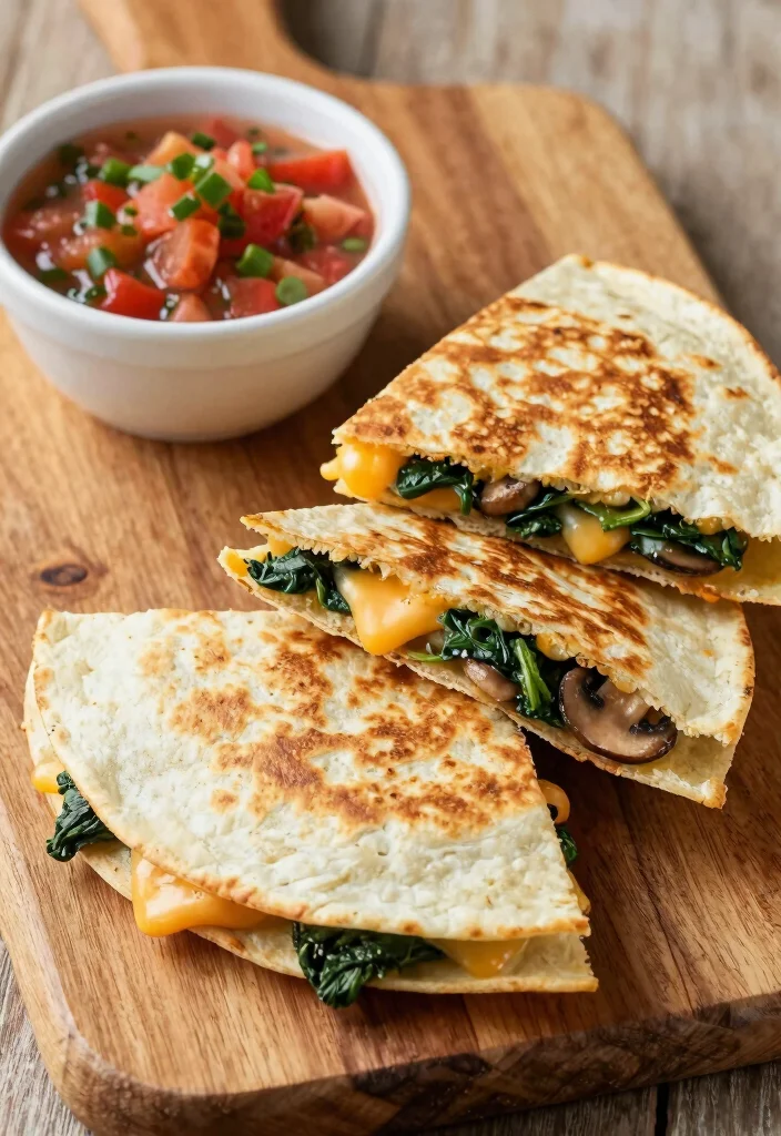 18 Light Dinner Recipes Under 300 Calories - 17. Mushroom and Spinach Quesadilla 1
