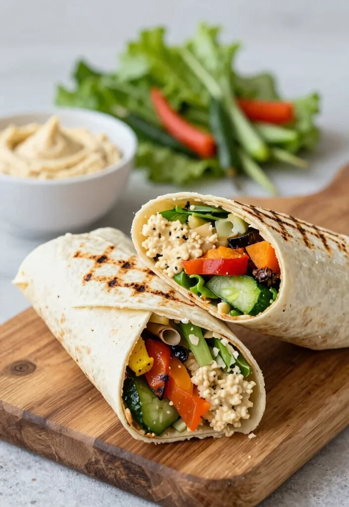 18 Light Dinner Recipes Under 300 Calories - 8. Grilled Vegetable and Hummus Wrap 1