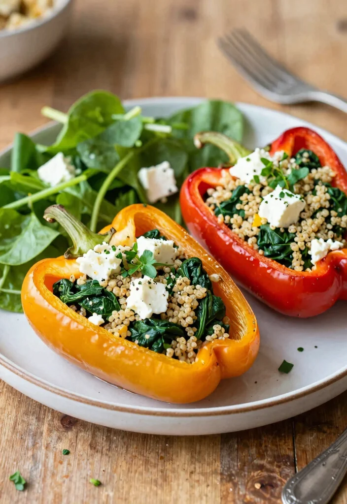 18 Light Dinner Recipes Under 300 Calories - 9. Spinach and Feta Stuffed Peppers 1
