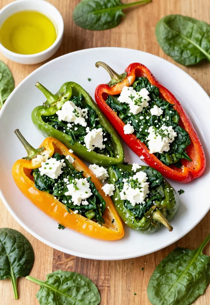 18 Lunch Ideas Under 400 Calories That Still Feel Filling - 3. Spinach and Feta Stuffed Peppers 1