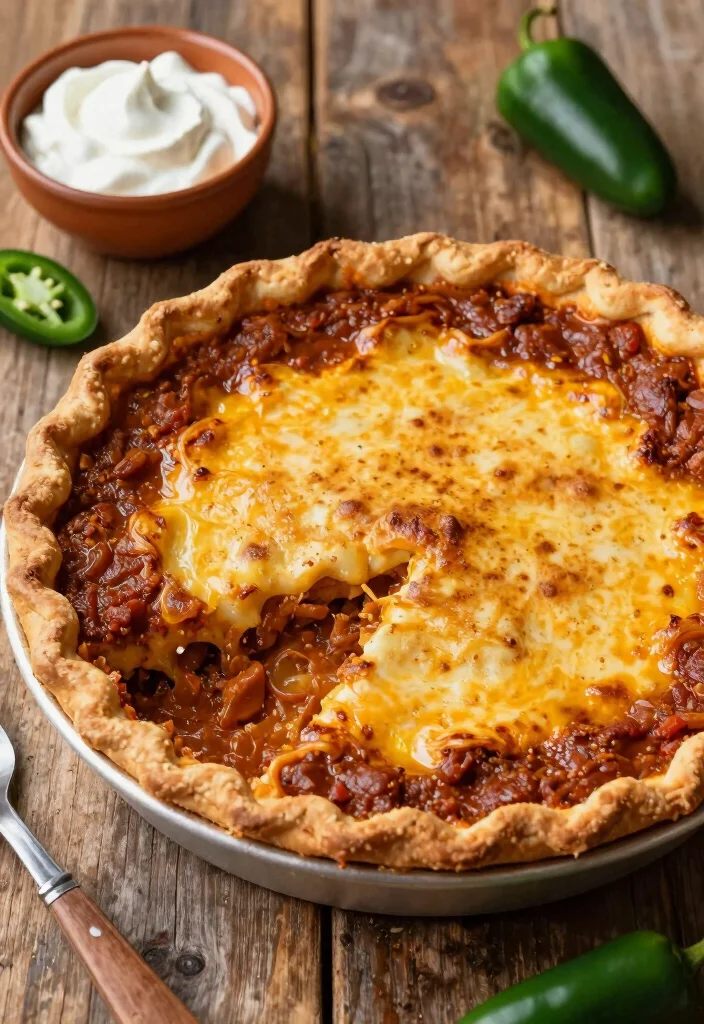 18 Savory Pie Crust Dinner Recipes for Easy Dinners - 17. Chili Cheese Pie 1