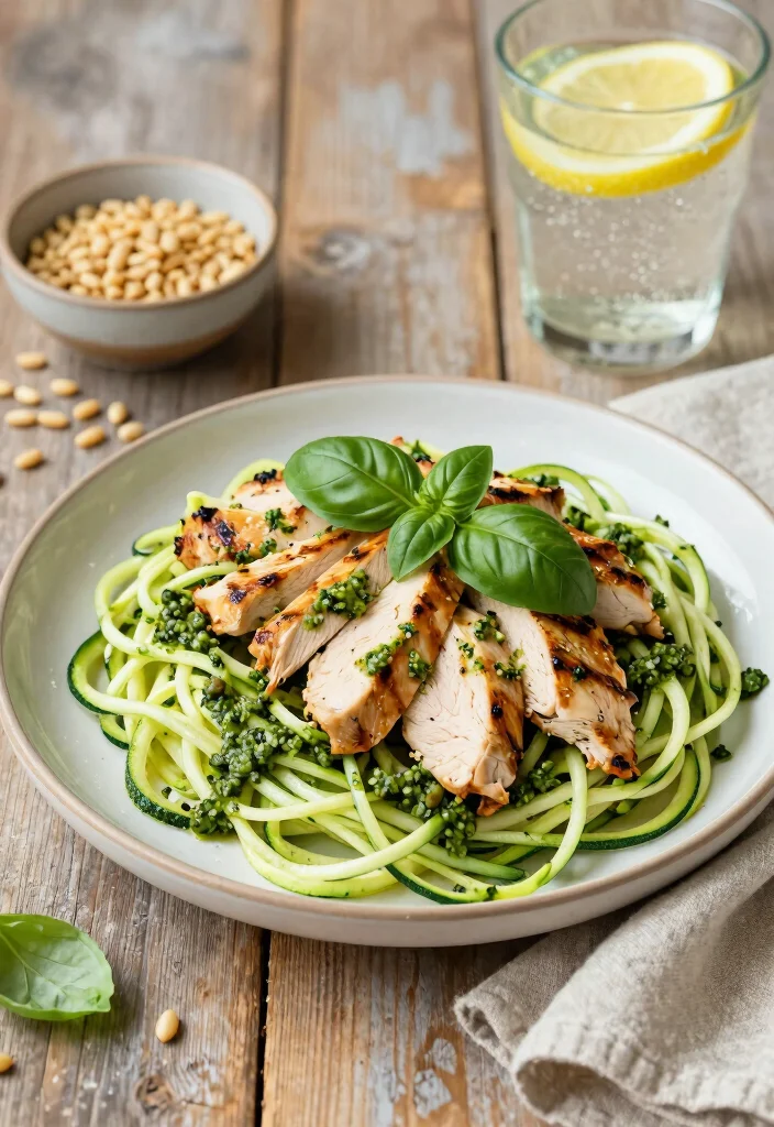 19 21 Day Fix-Approved Dinner Recipes You’ll Actually Enjoy - 1. Zucchini Noodles with Pesto Chicken 1