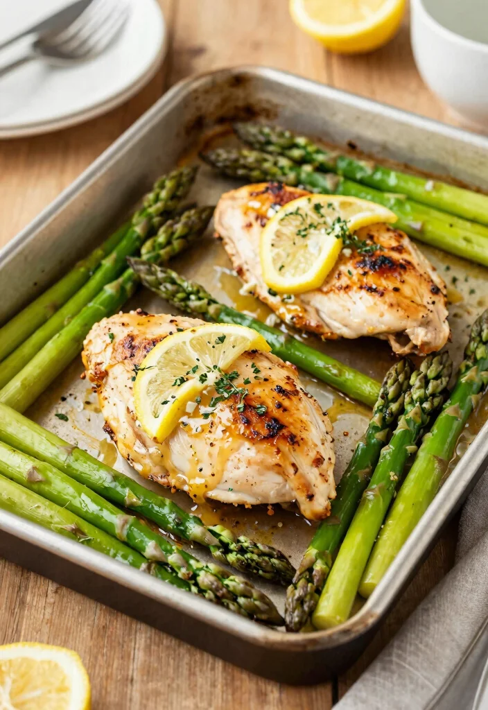 19 Budget-Friendly Healthy Dinner Recipes That Taste Amazing - 3. One-Pan Lemon Garlic Chicken and Asparagus 1