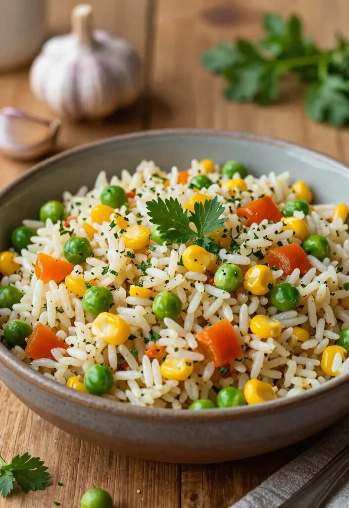 19 Budget-Friendly Healthy Dinner Recipes That Taste Amazing - 7. One-Pot Garlic Herb Rice with Mixed Vegetables 1