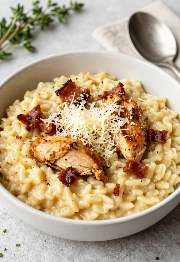 19 Chicken Bacon Dinner Recipes Packed With Flavor - 17. Baked Chicken Bacon Risotto 1