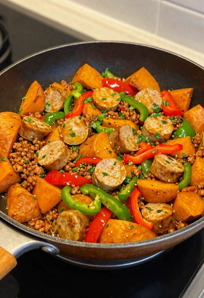 19 Easy Ground Sausage Dinner Recipes for Busy Nights - 10. Sausage and Sweet Potato Skillet 1