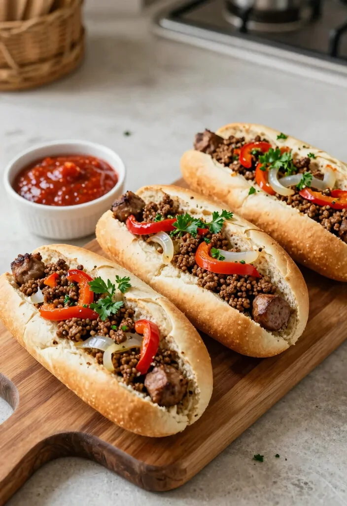 19 Easy Ground Sausage Dinner Recipes for Busy Nights - 13. Italian Sausage and Peppers Subs 1
