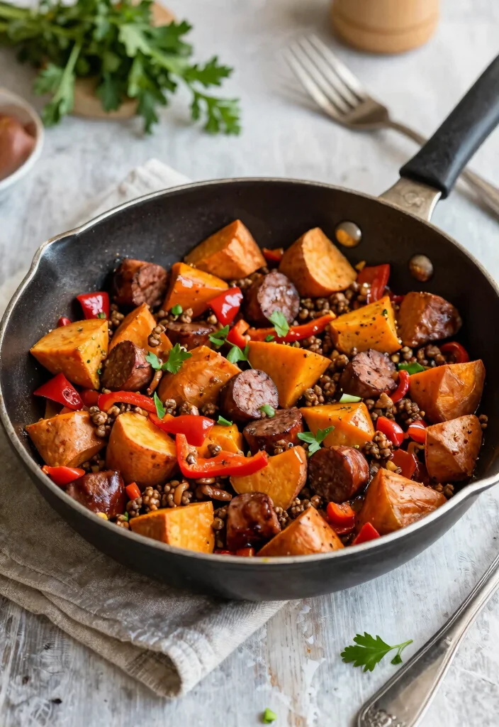 19 Easy Ground Sausage Dinner Recipes for Busy Nights - 15. Sweet Potato and Sausage Skillet 1