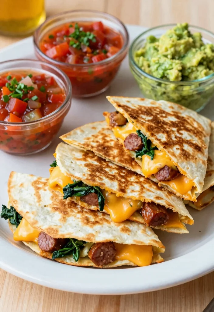 19 Easy Ground Sausage Dinner Recipes for Busy Nights - 16. Simple Sausage and Spinach Quesadillas 1