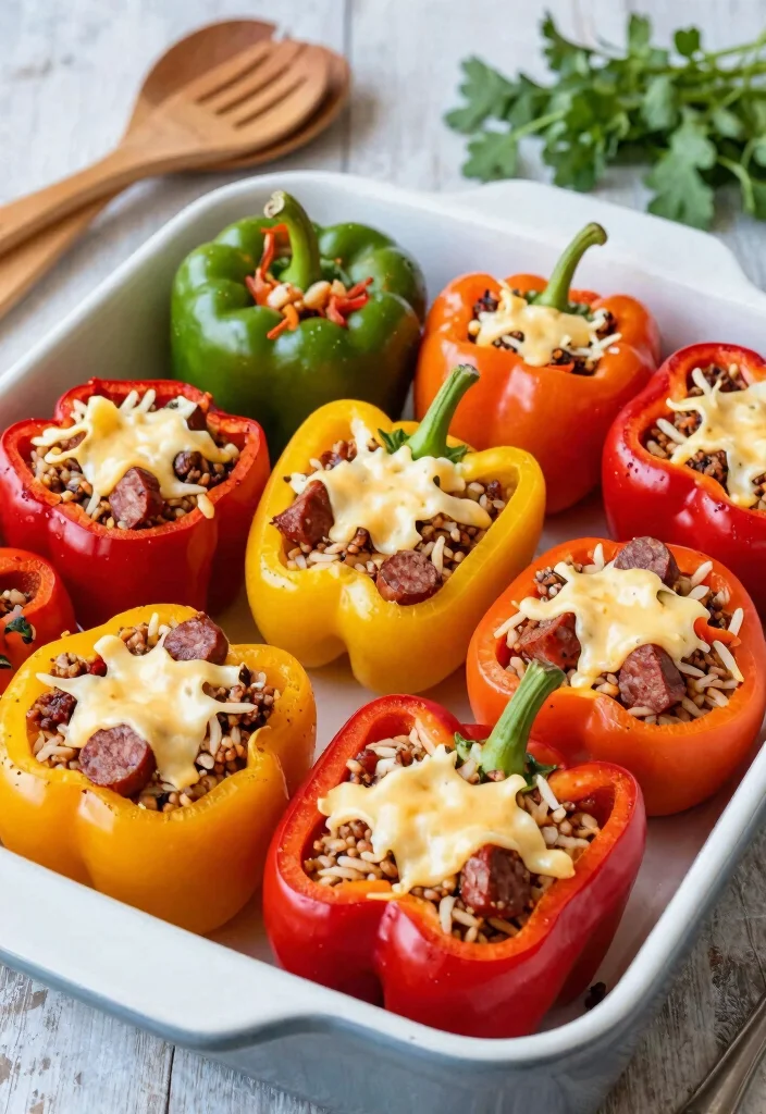 19 Easy Ground Sausage Dinner Recipes for Busy Nights - 5. Ground Sausage Stuffed Peppers 1
