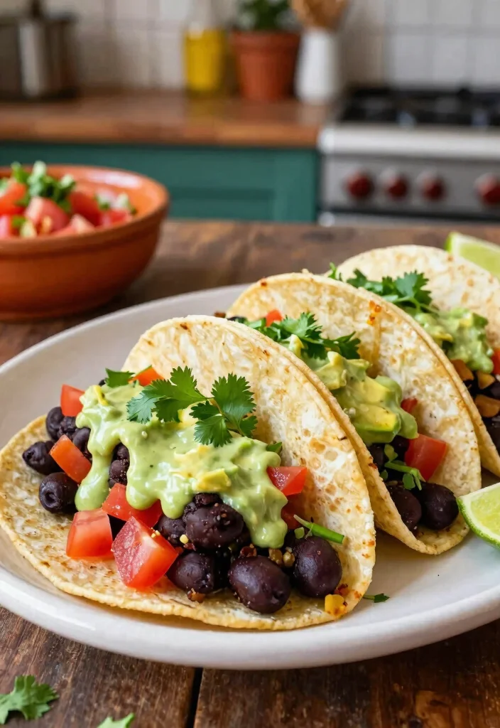 19 Easy Meal Prep Dinner Recipes for the Week Ahead - 8. Black Bean Tacos with Avocado Lime Sauce 1