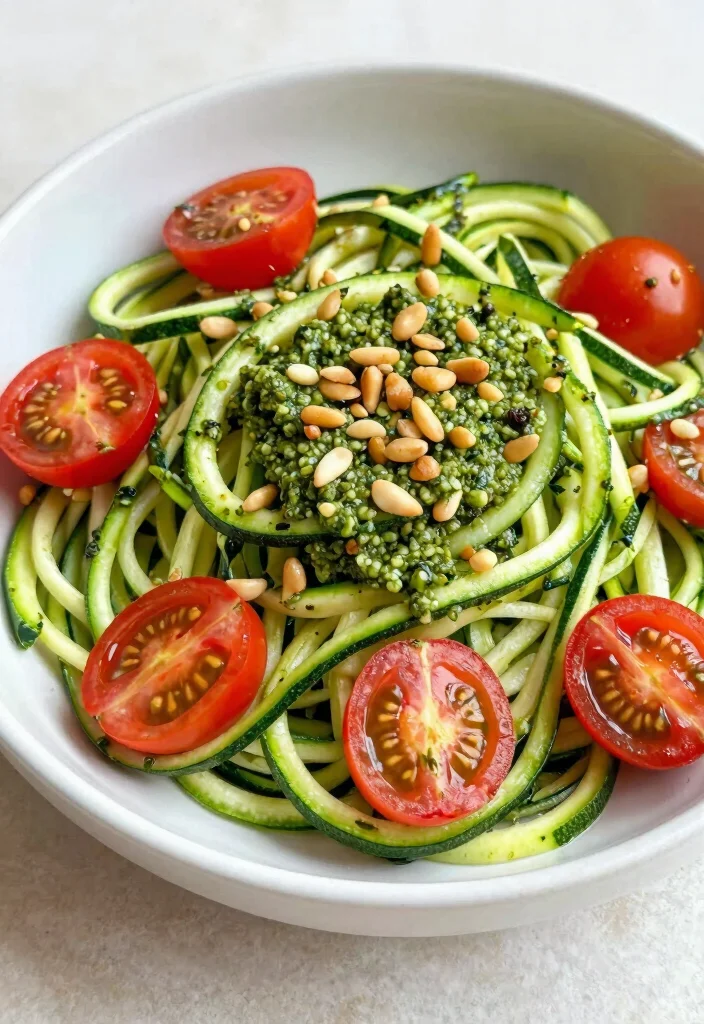 19 Healthy Lunch Bowls for Easy Meal Prep All Week Long - 10. Zucchini Noodle & Pesto Bowl 1