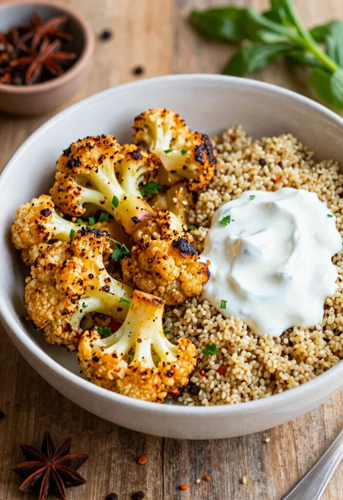 19 Healthy Lunch Bowls for Easy Meal Prep All Week Long - 7. Spicy Quinoa and Cauliflower Bowl 1