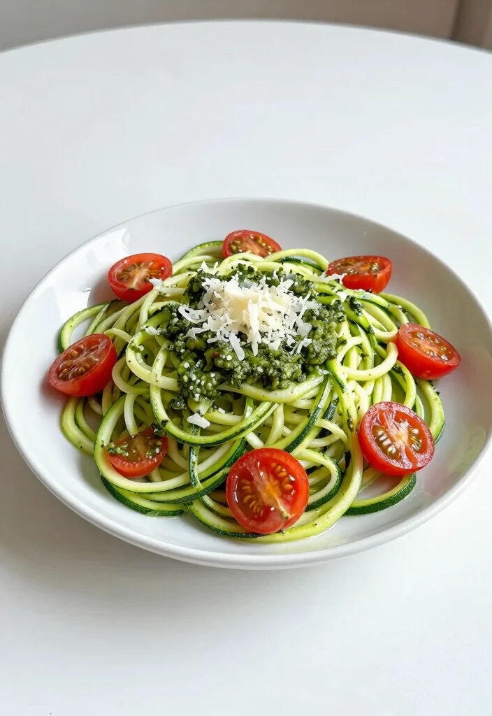 19 Healthy Vegetarian Lunch Ideas That Keep You Full - 8. Zucchini Noodles with Pesto 1