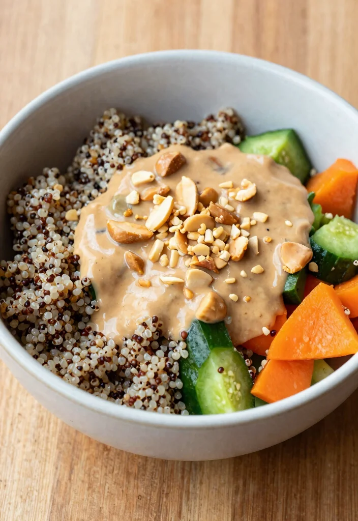 19 Healthy Vegetarian Lunch Ideas That Keep You Full - 9. Thai Peanut Quinoa Bowl 1