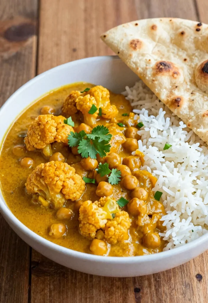 19 Hearty Dinner Recipes Around 700 Calories - 11. Cauliflower and Chickpea Curry 1