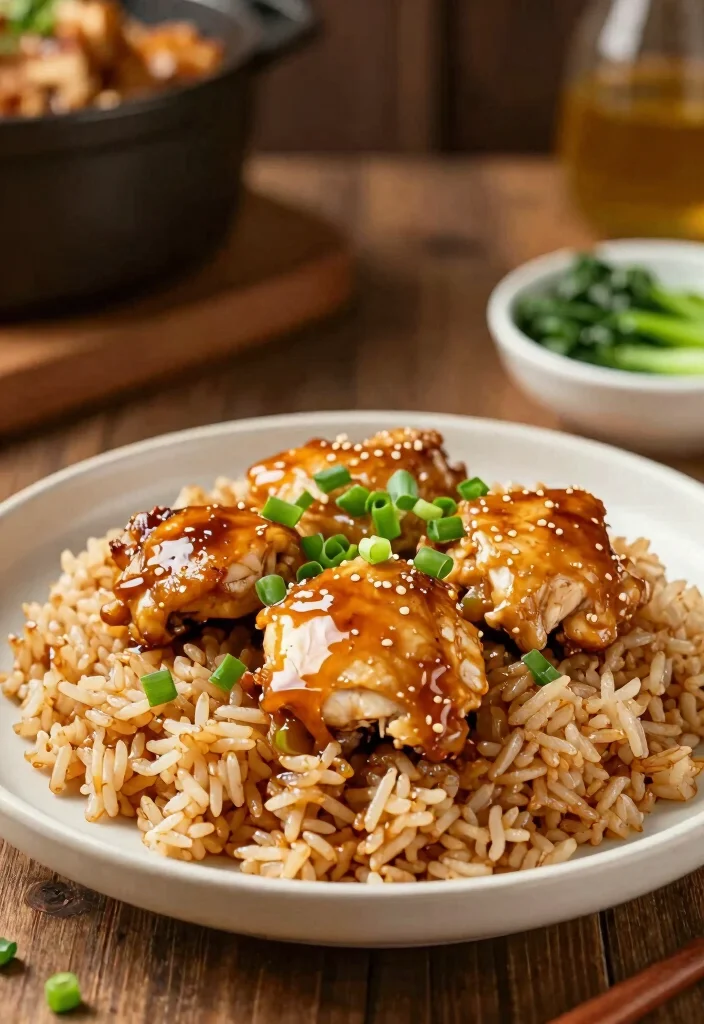 19 Hearty Dinner Recipes Around 700 Calories - 17. Honey Garlic Chicken with Brown Rice 1